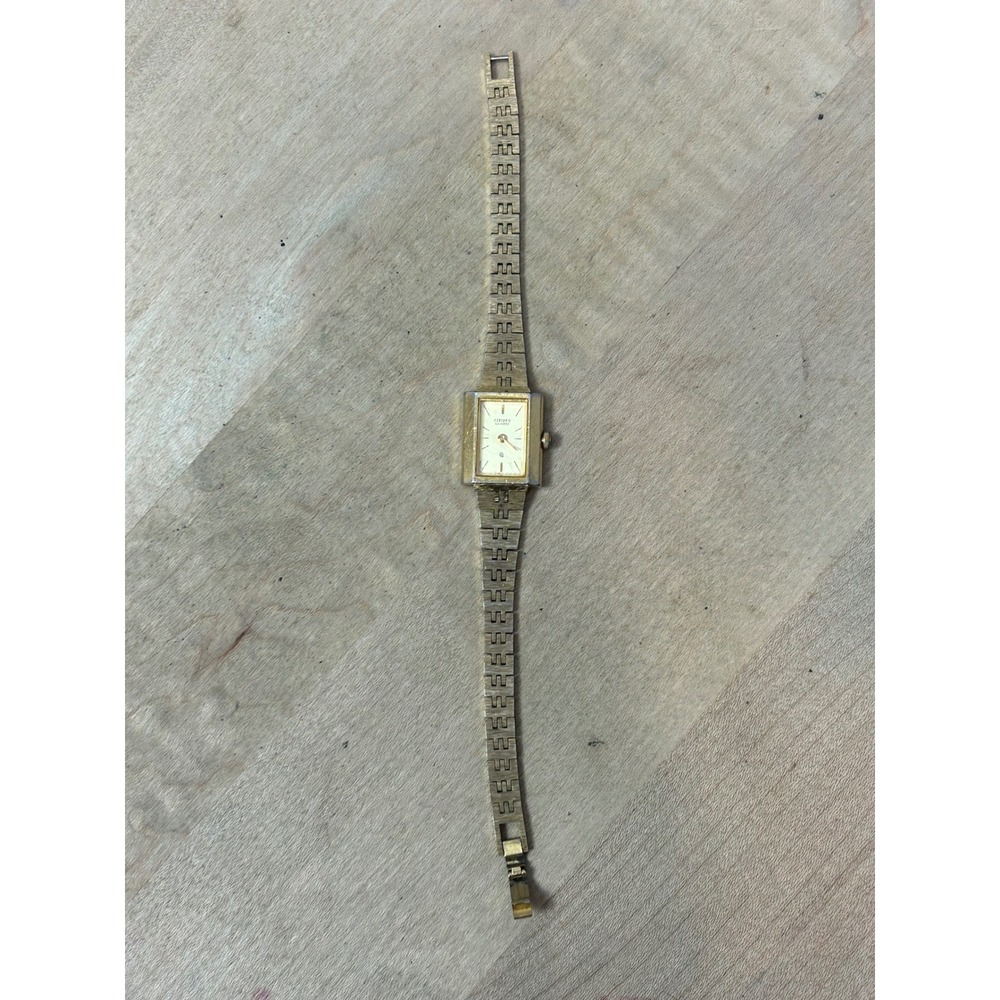 Vintage Citizen Quartz Rectangle Gold Tone Women's‎ Watch UNTESTED